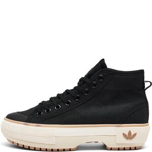 adidas Womens Nizza High Platform Trek Shoes Black/Magic Beige/Cream White